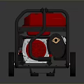 Red Portable Generator With Black Frame Wheels And Control Panel For Outdoor Power Supply
